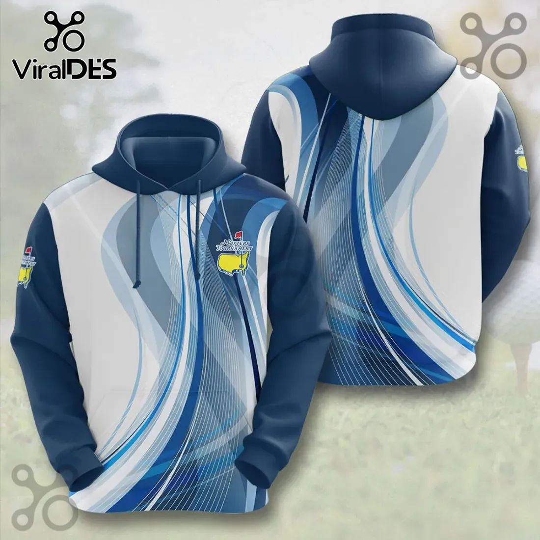 Masters Tournament Golf Abstract Blue Wave Hoodie