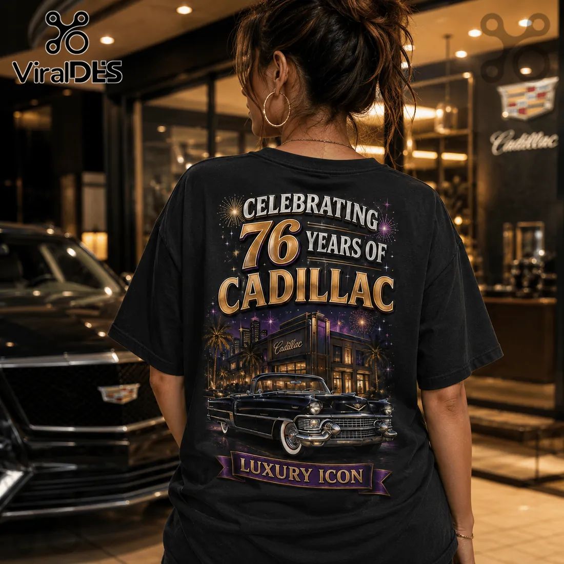 Cadillac 76 Years Anniversary Edition Black T-Shirt