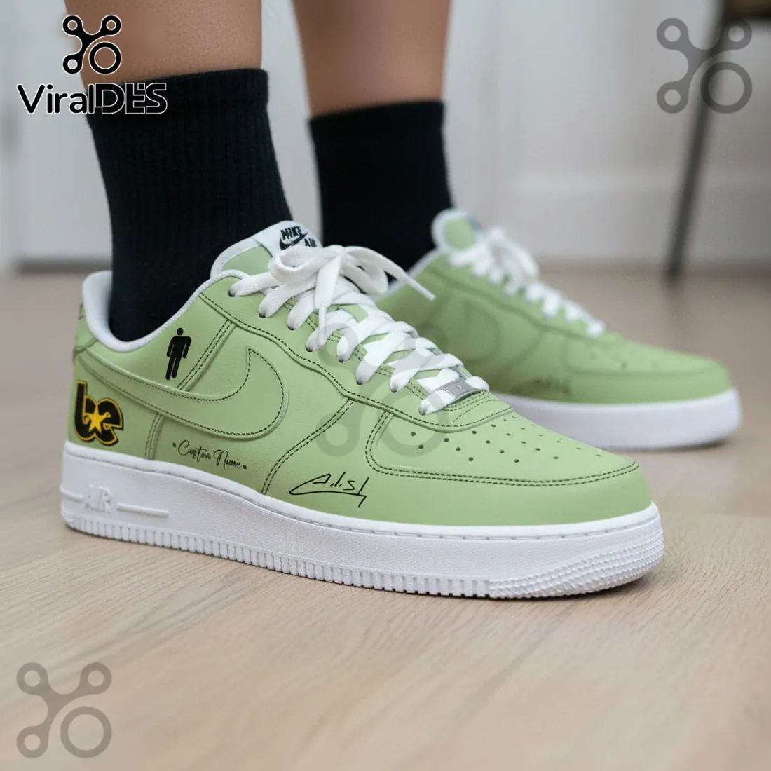 Billie Eilish Hit Me Hard and Soft Tour Green Custom Air Force 1 Sneakers
