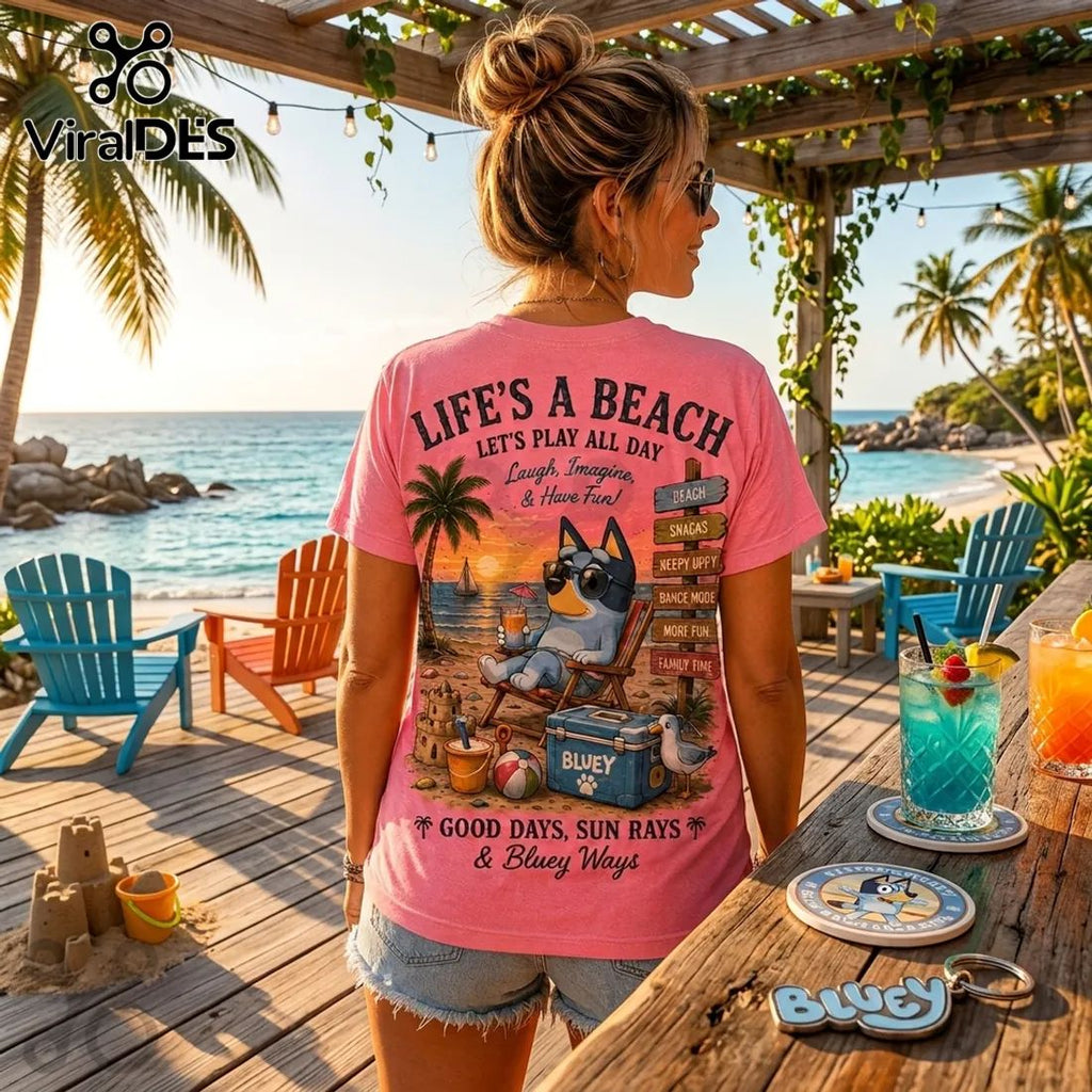 Bluey Pink Retro Sunset T-Shirt 2026