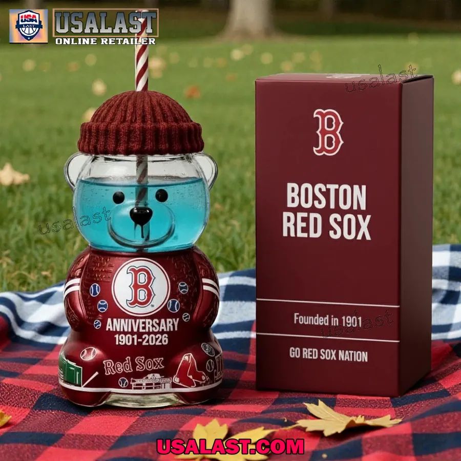 Boston Red Sox 125th Anniversary Collectible Bear Glass Cup