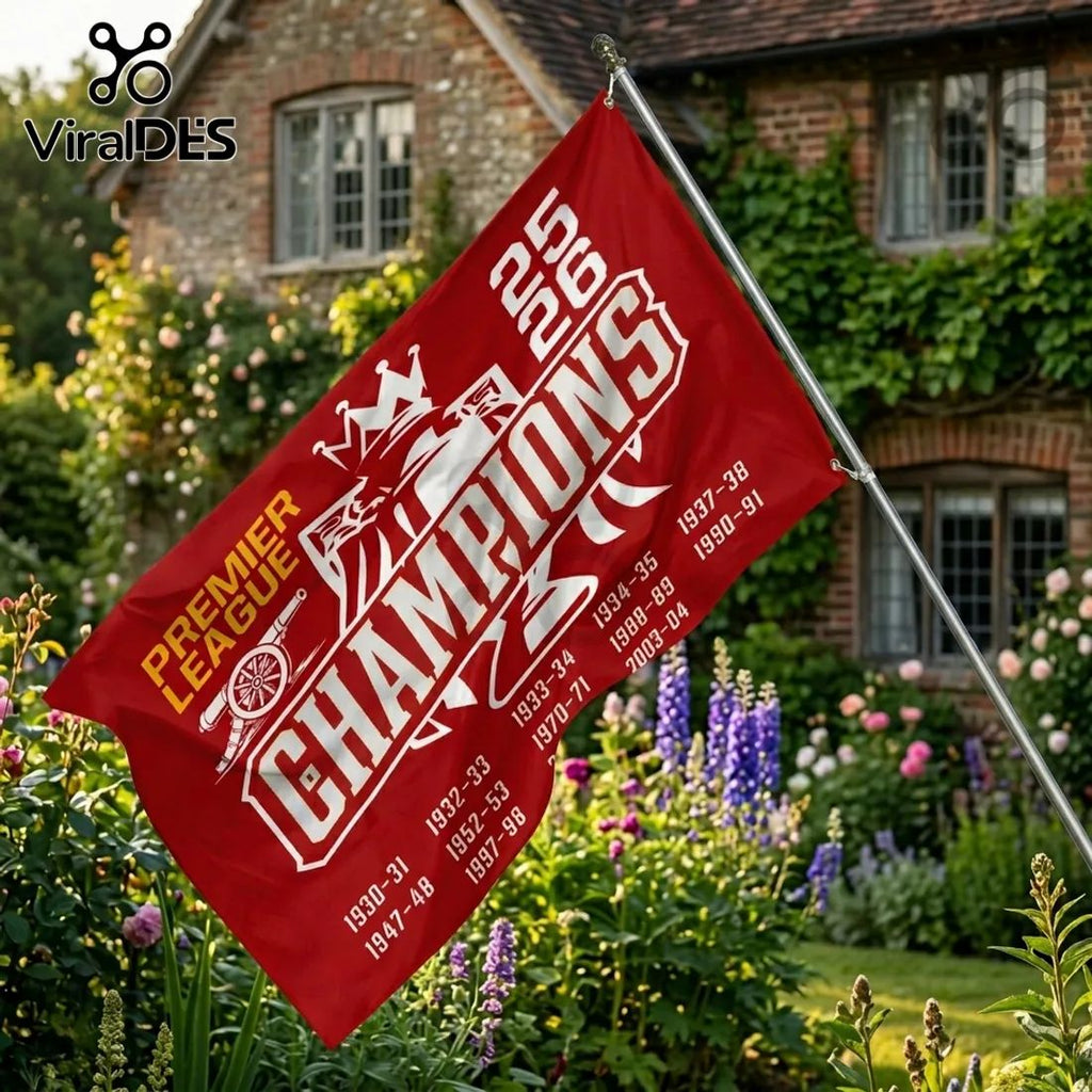 Arsenal FC Premier League Champions 25/26 Double-Sided House Flag