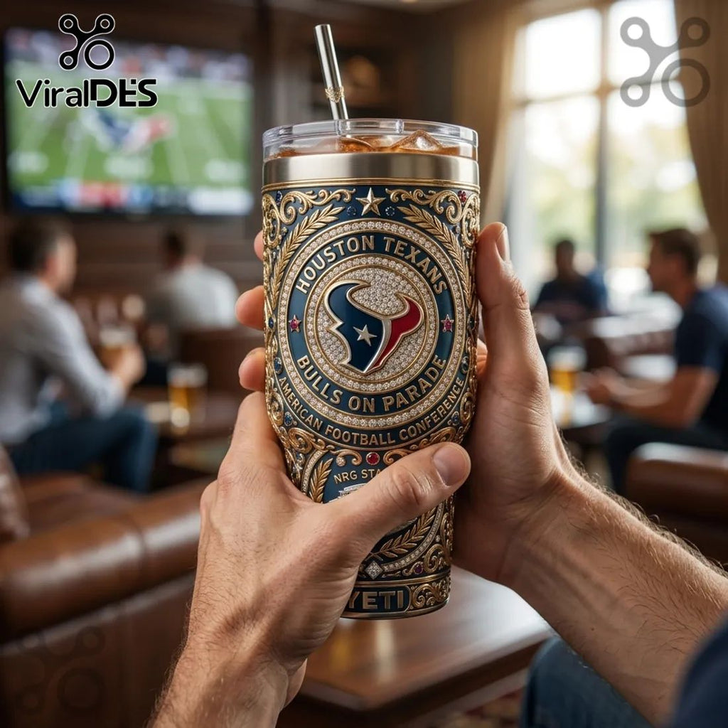 Houston Texans Luxury Jeweled YETI 40oz Stanley Tumbler