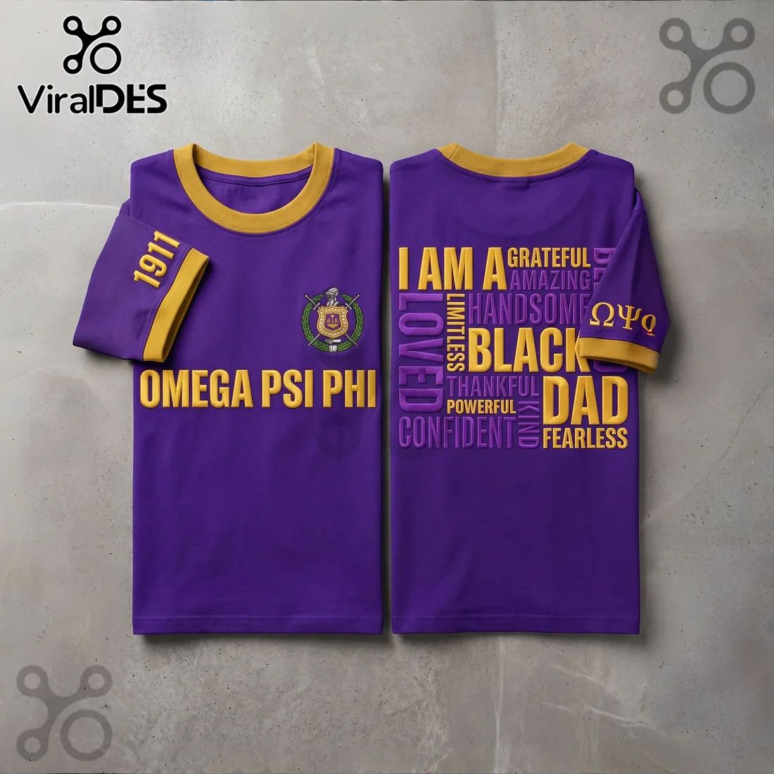 Omega Psi Phi Fraternity 1911 Purple and Gold Shirt
