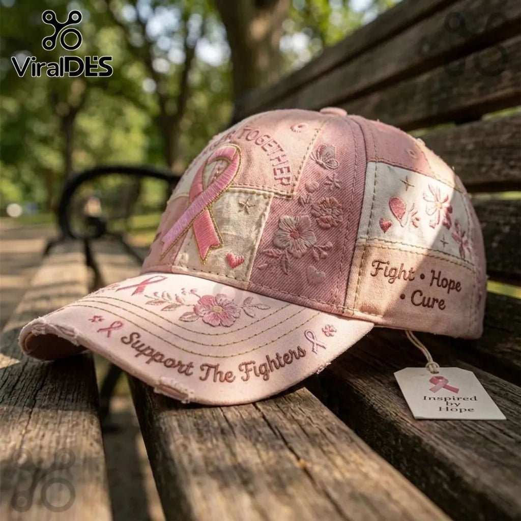 Breast Cancer Awareness Pink Ribbon Embroidered Cap