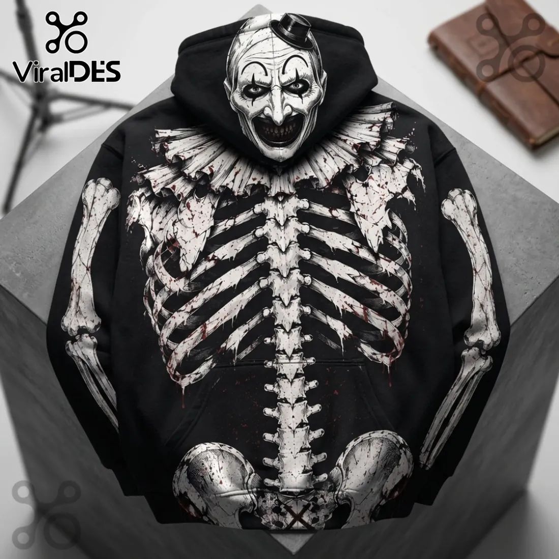 Art The Clown Horror Skeleton Black Hoodie