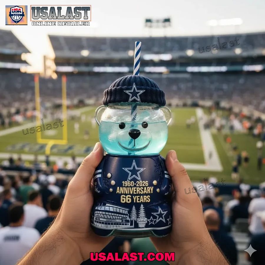 Dallas Cowboys 66th Anniversary Collectible Bear Glass Cup