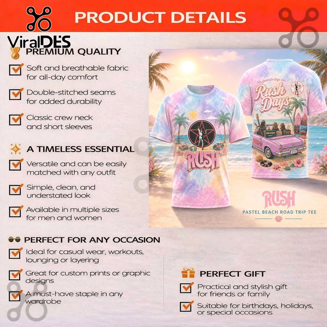Rush Days 2112 Starman Pastel Beach Road Trip T-Shirt