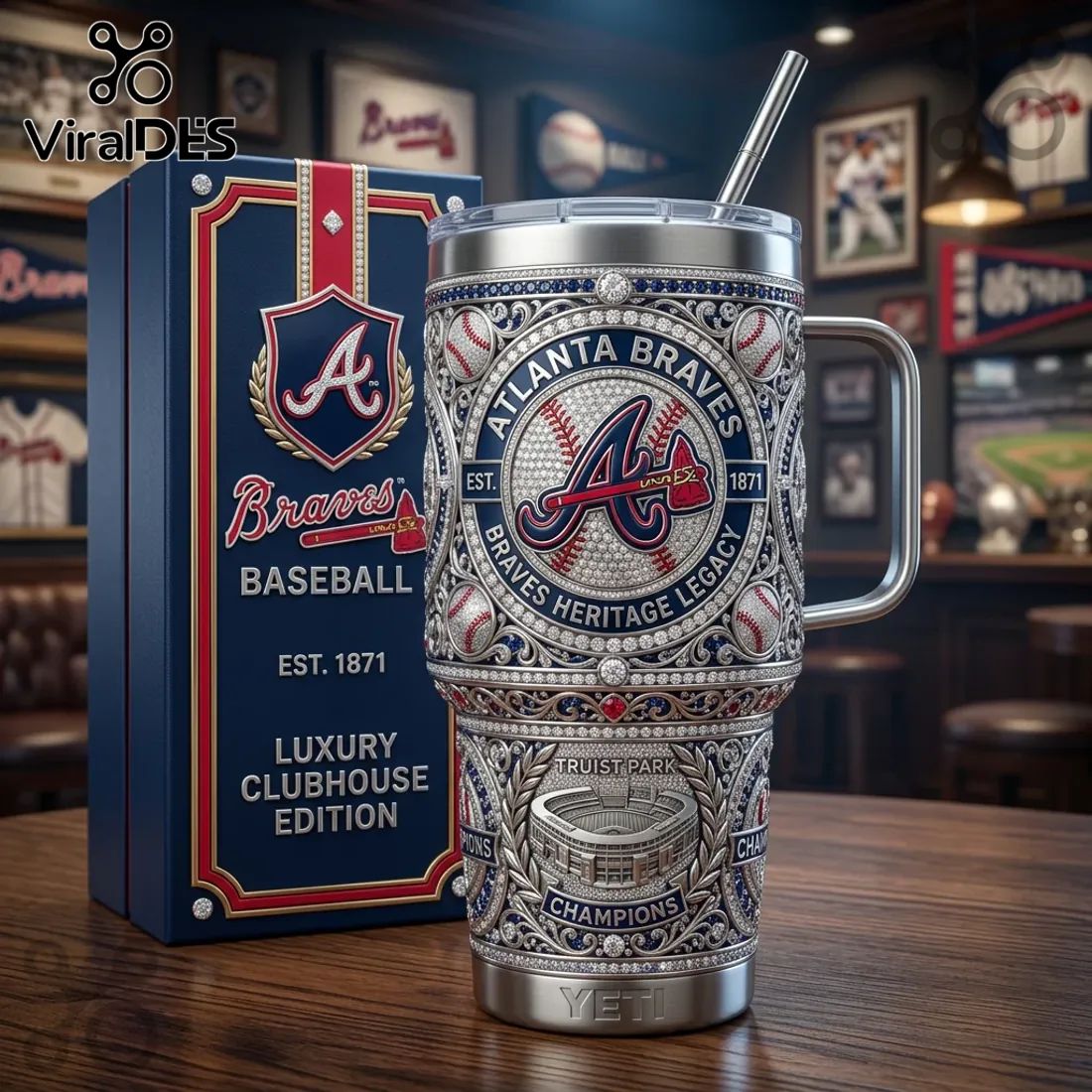 Atlanta Braves Luxury Clubhouse Edition 40oz Stainless Steel Tumbler