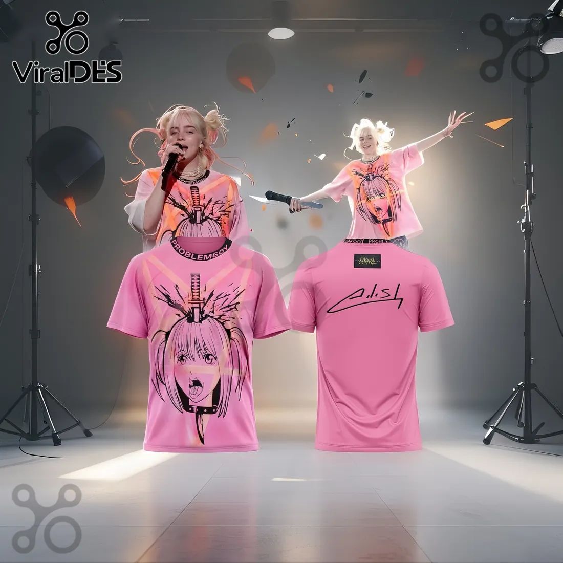Billie Eilish Hit Me Hard & Soft Tour Graphic Anime T-Shirt
