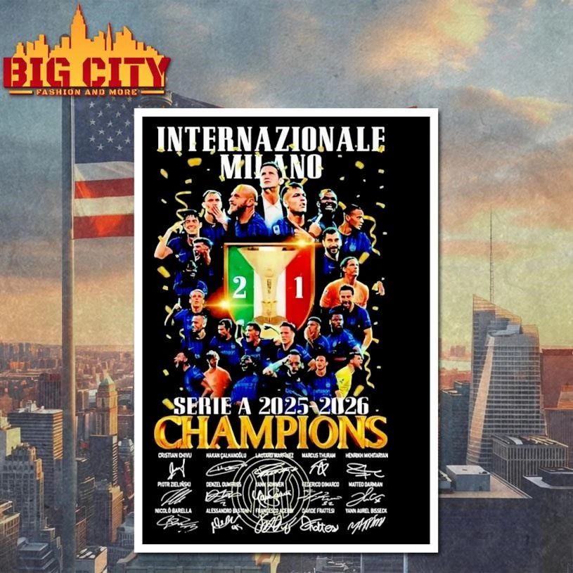 Inter Milan Serie A 2025-2026 Champions Signatures shirt