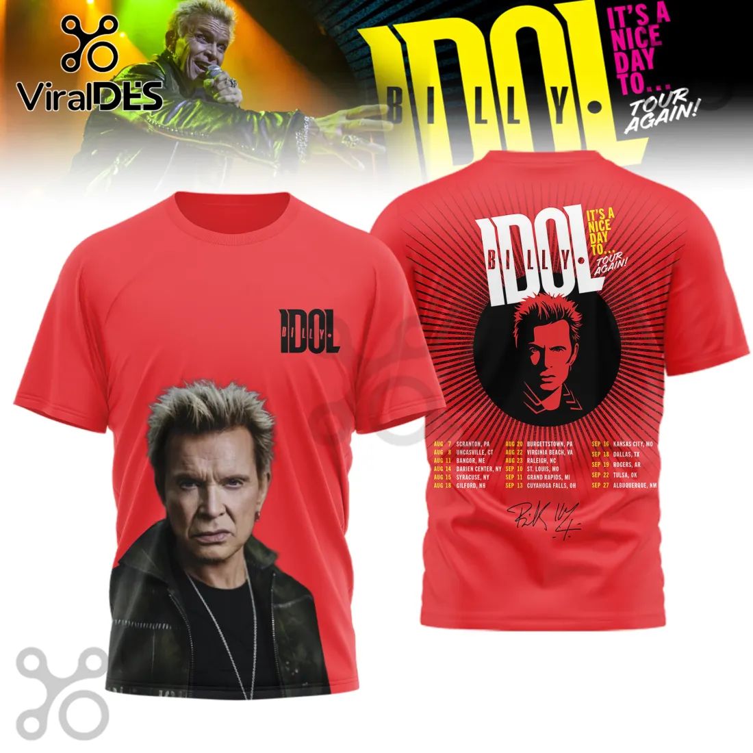 Billy Idol It’s a Nice Day To Tour Again Concert Commemorative Hoodie