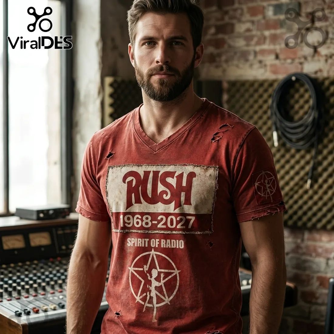 Rush Spirit Of Radio 1968-2027 Red Distressed T-Shirt