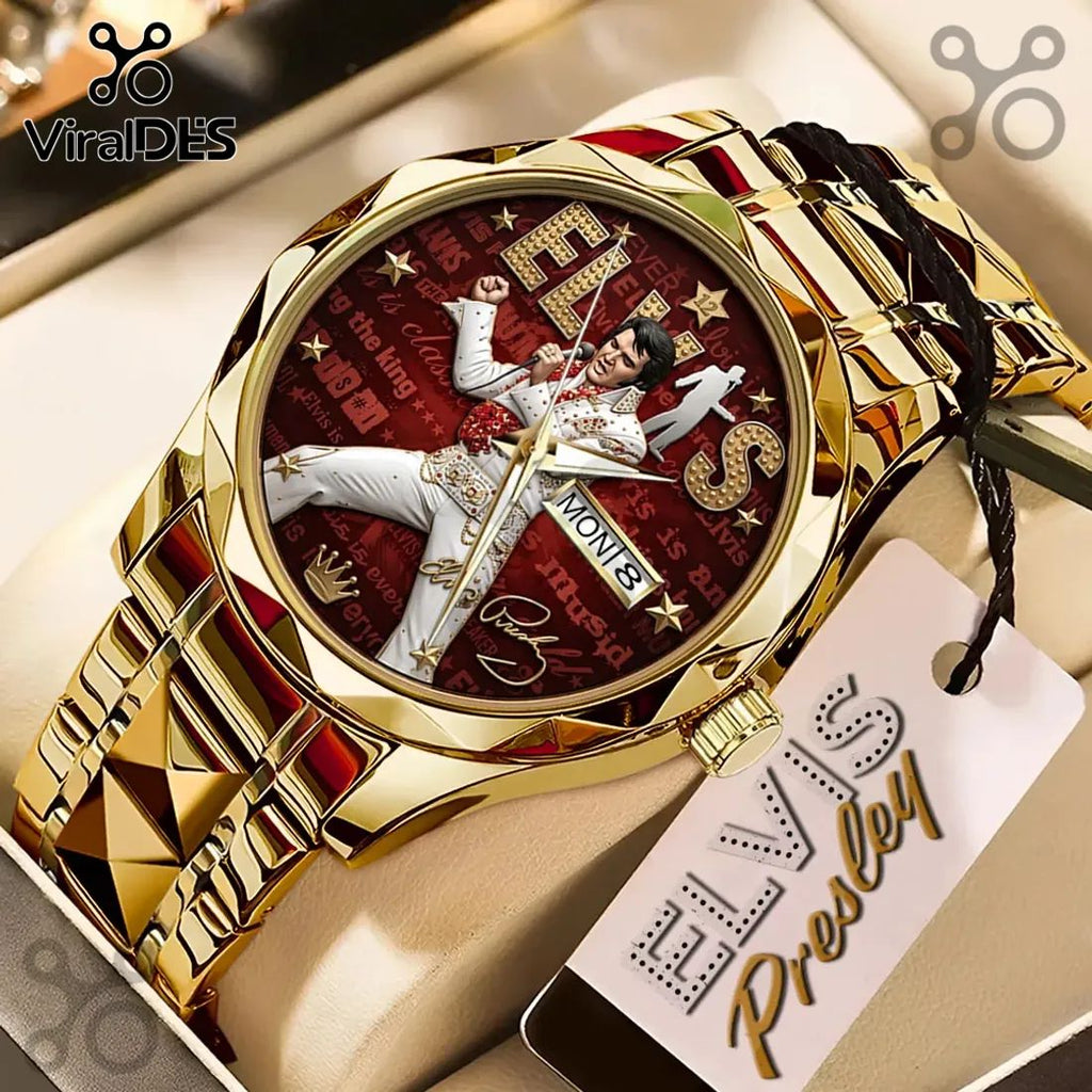 Elvis Presley Gold Tone Luxury Quartz Collectible Quartz Watch