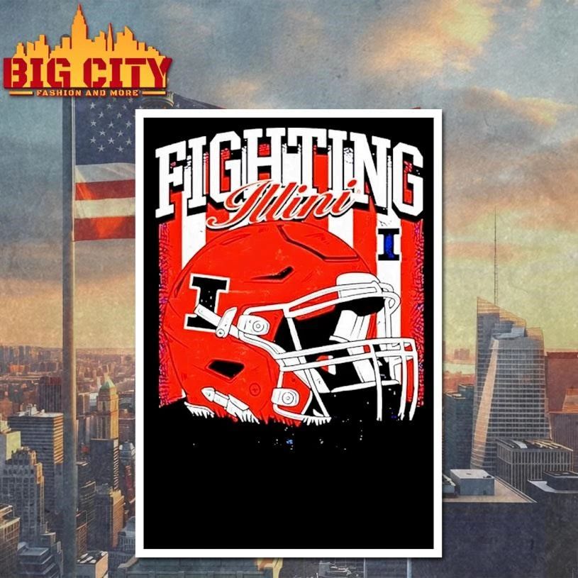 Awesome Ncaa Football Illinois Fighting Illini Vintage Helmet Shirt