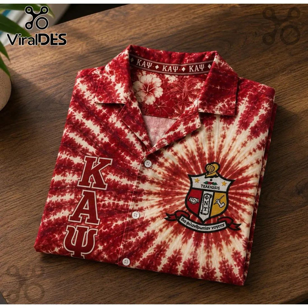 Kappa Alpha Psi Crimson and Cream Tropical Hawaiian Shirt
