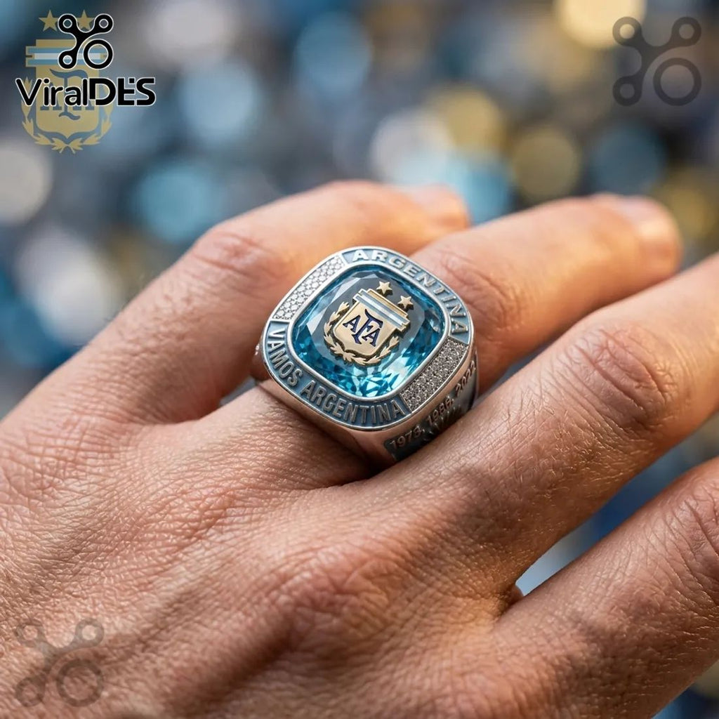 Argentina Soccer Team Triple Champion Commemorative Silver Ring
