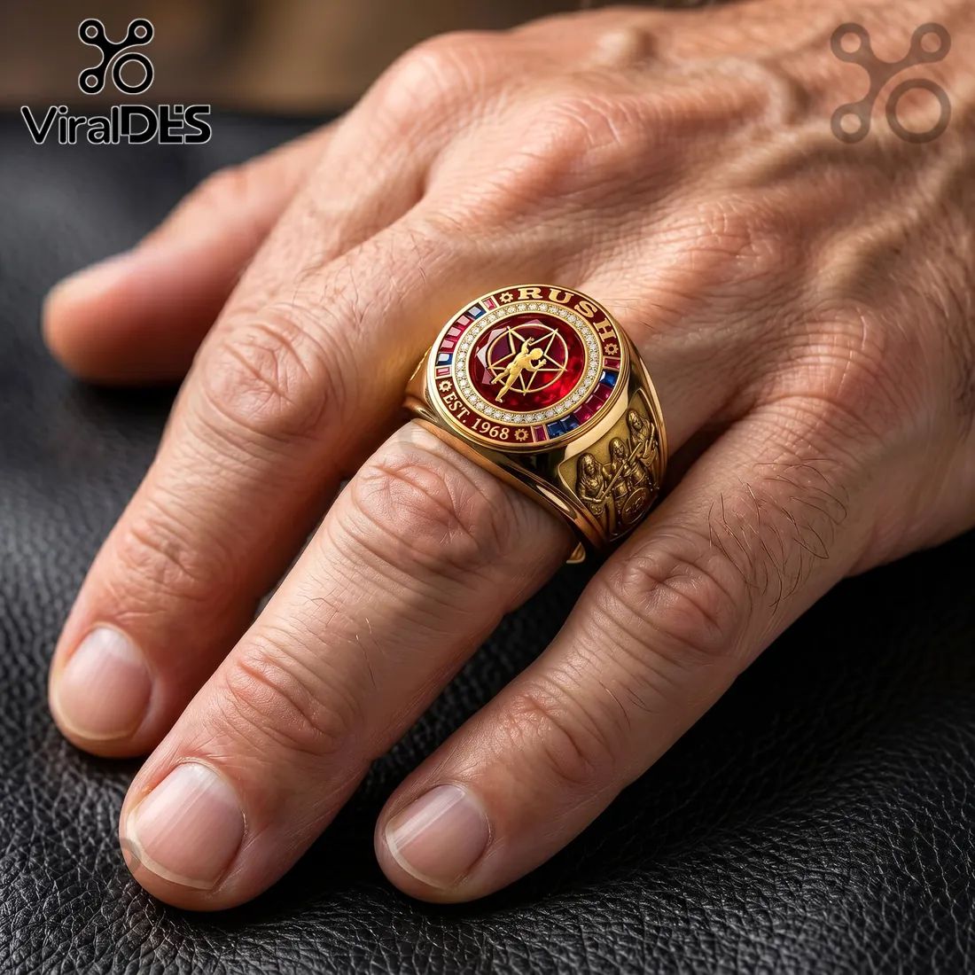 Rush Band Starman Logo Gold Plated Ring