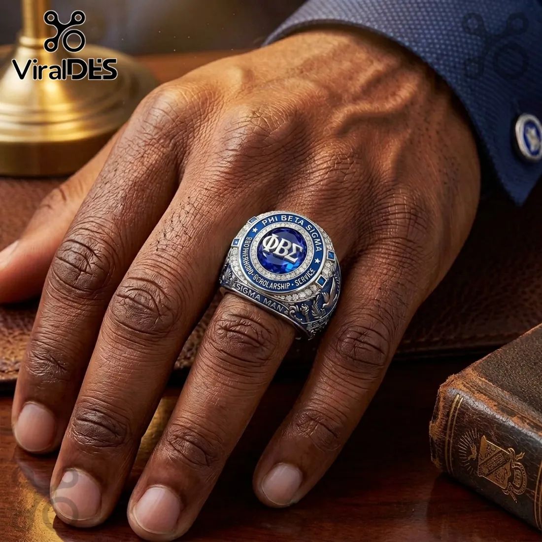 Phi Beta Sigma Est 1914 Blue Enamel Commemorative Ring