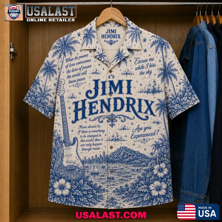 Jimi Hendrix Tropical Blue Hawaiian Shirt