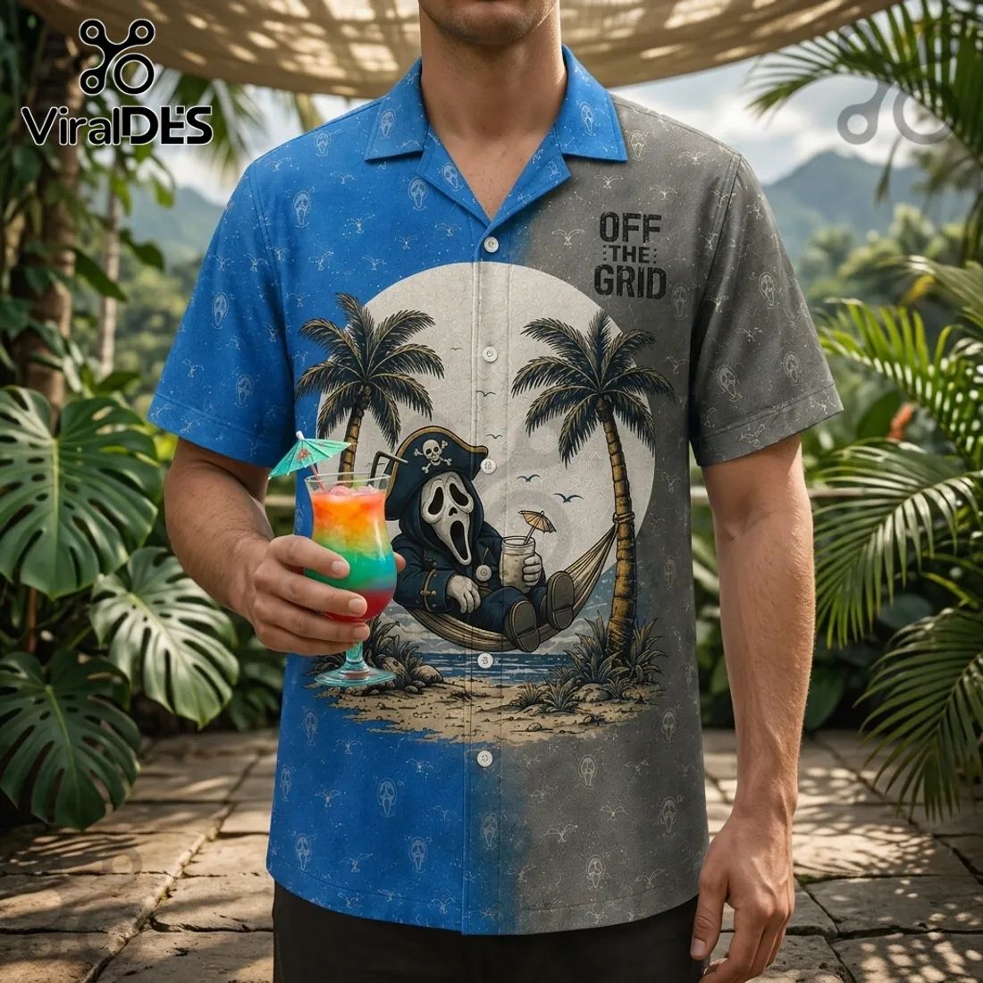 Ghostface Off The Grid Blue Hawaiian Shirt