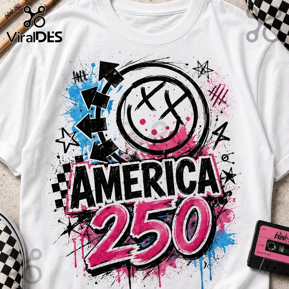 Blink-182 x America 250 Years Of Freedom Patriotic Graphic T-Shirt