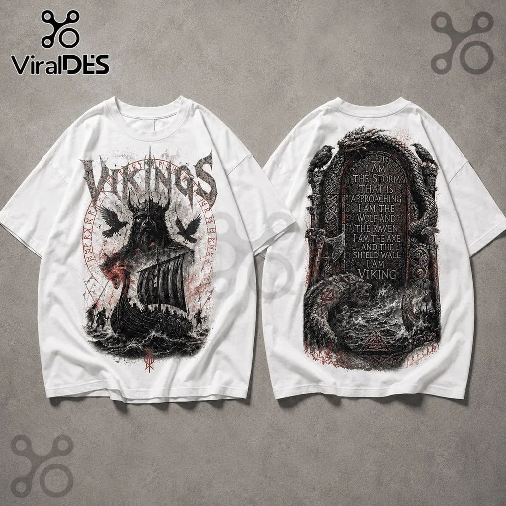 Viking Warrior Raven Wolf White T-Shirt