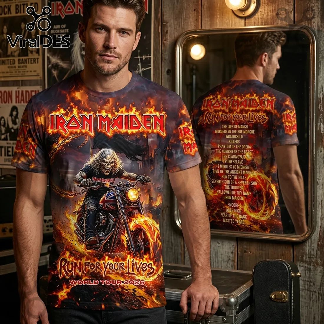 Iron Maiden Run For Your Lives 2026 World Tour 3D T-Shirt