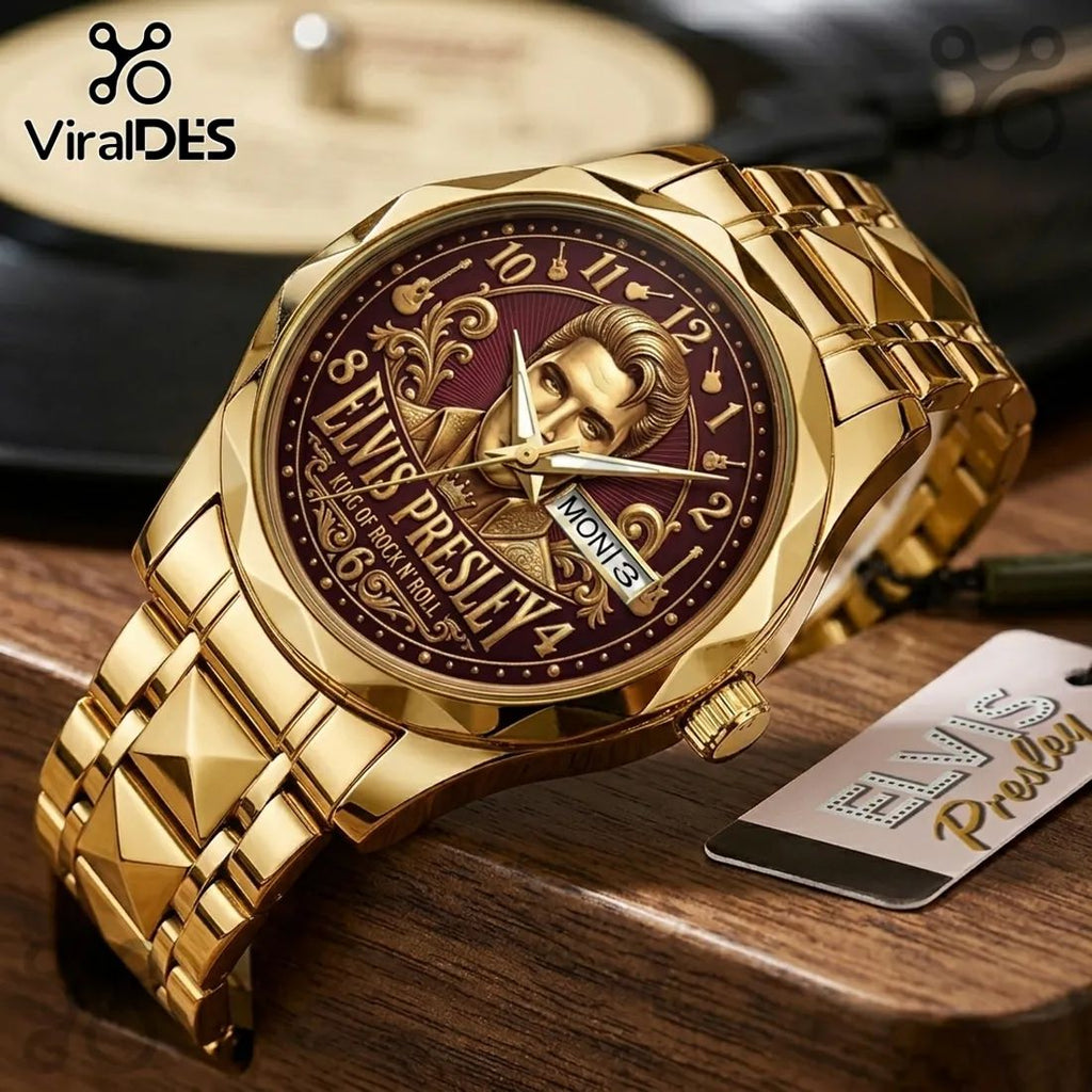 Elvis Presley Gold Tone Alloy Quartz Watch