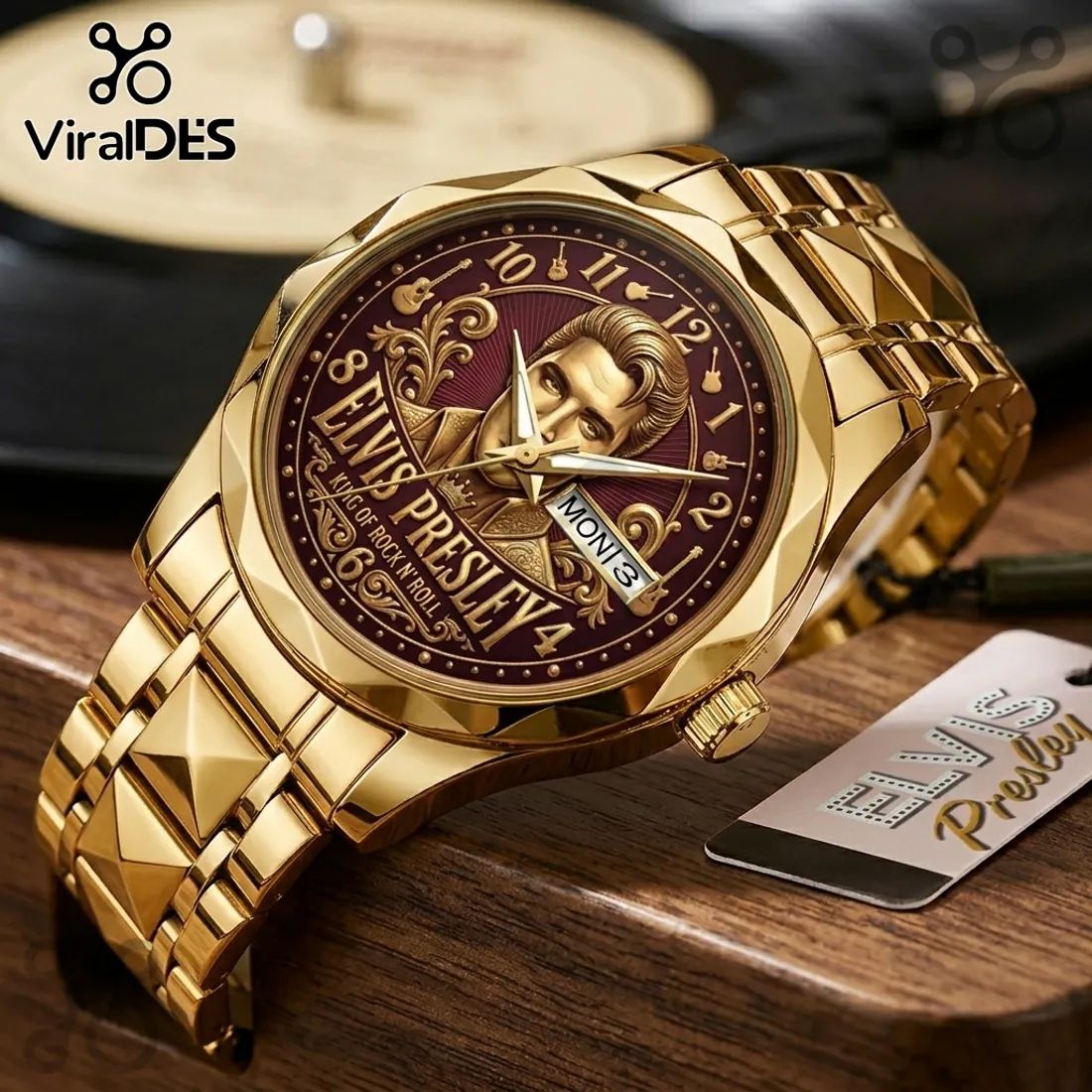 Elvis Presley Gold Tone Alloy Quartz Watch