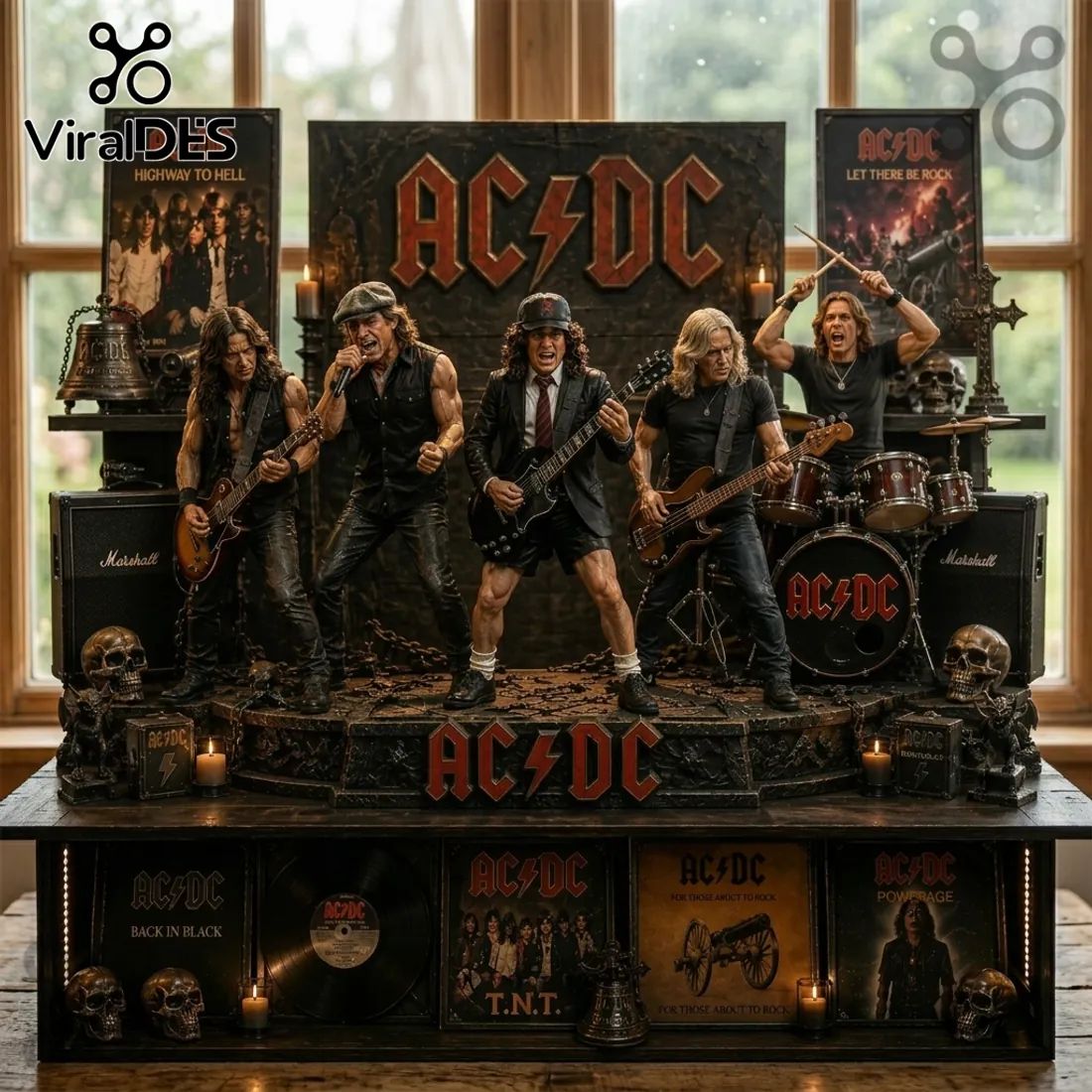 AC/DC Legendary Rock Band Premium Concert Scene Diorama Statue