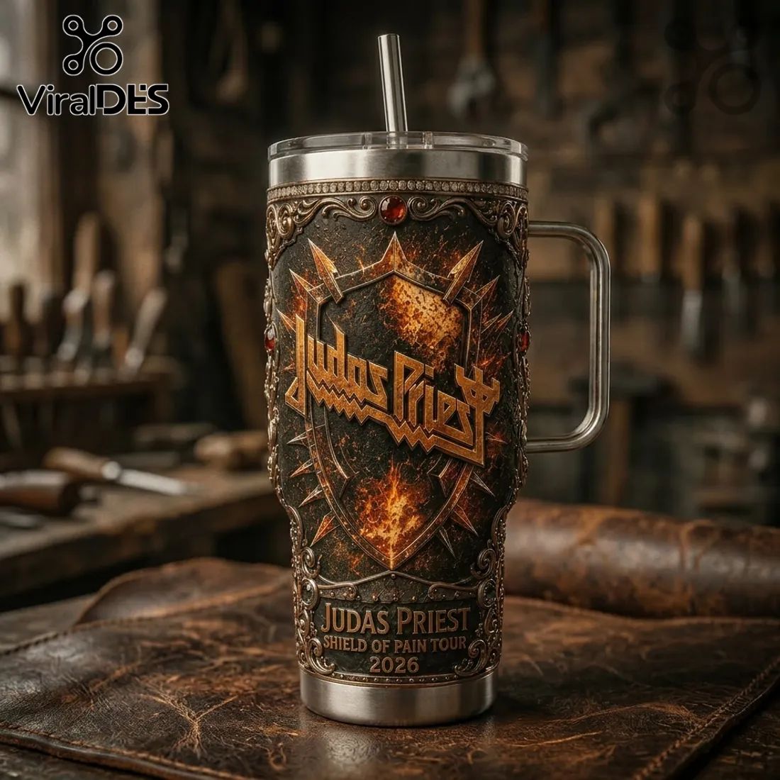 Judas Priest Shield of Pain Tour 2026 Stainless Steel 40oz Tumbler