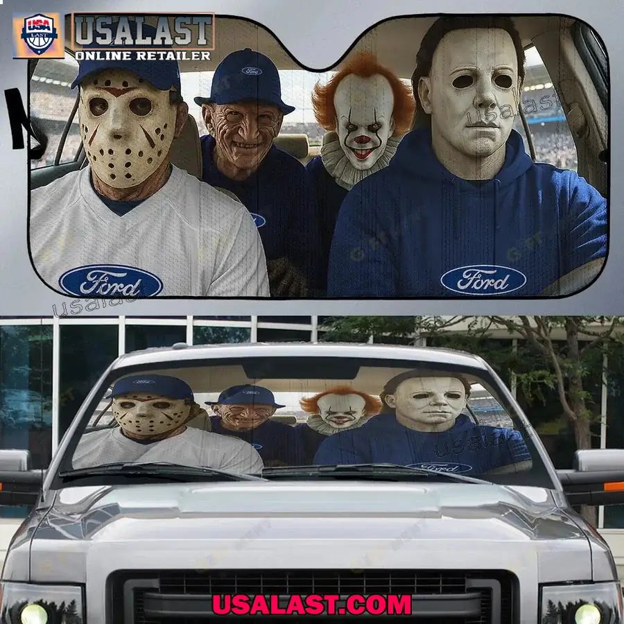 Ford x Horror Movie Characters Car Sunshade, Car Windshield Cover