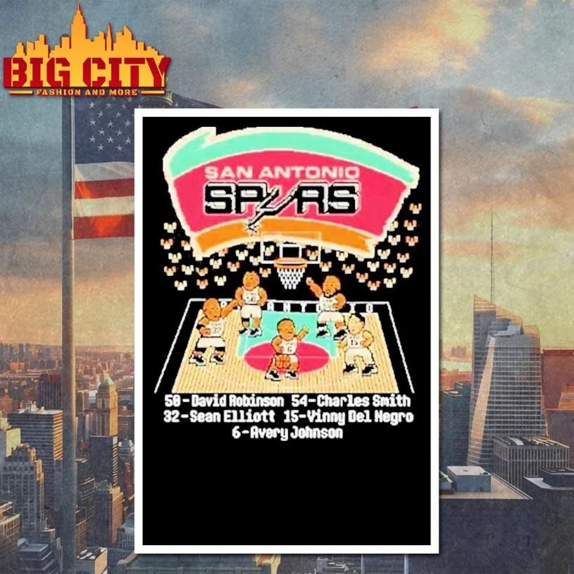 San Antonio Spurs David Robinson Charles Smith Sean Elliott Vinny Del Negro Avery Johnson Shirt