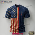 America Independence Day Cross Print Casual T-Shirt