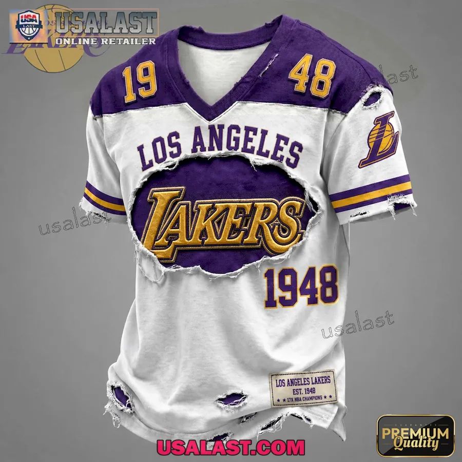 Los Angeles Lakers All Over Printed V-Neck Shirt