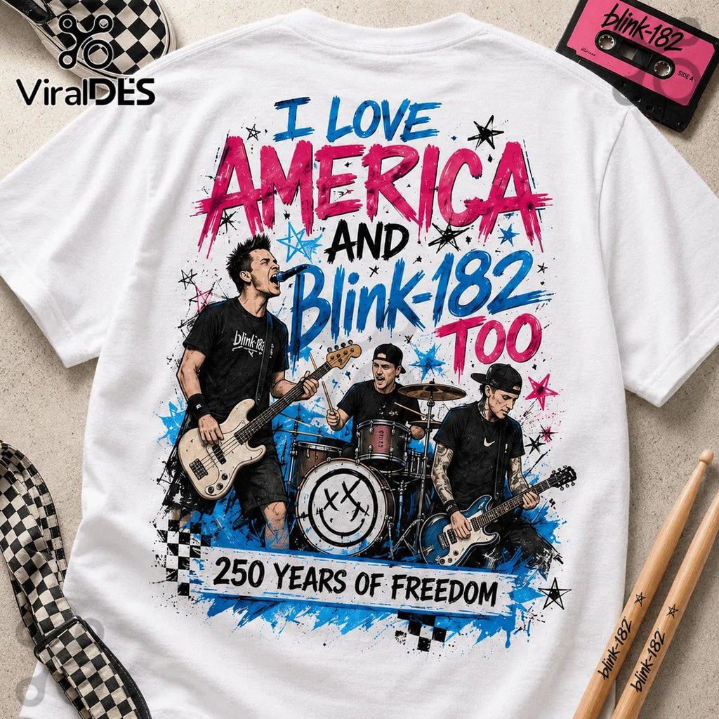 Blink-182 x America 250 Years Of Freedom Patriotic Graphic T-Shirt