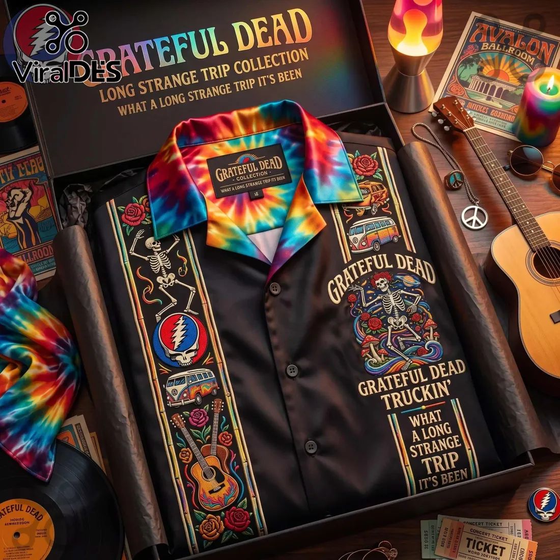 Grateful Dead Long Strange Trip Skeleton Premium Hawaiian Shirt