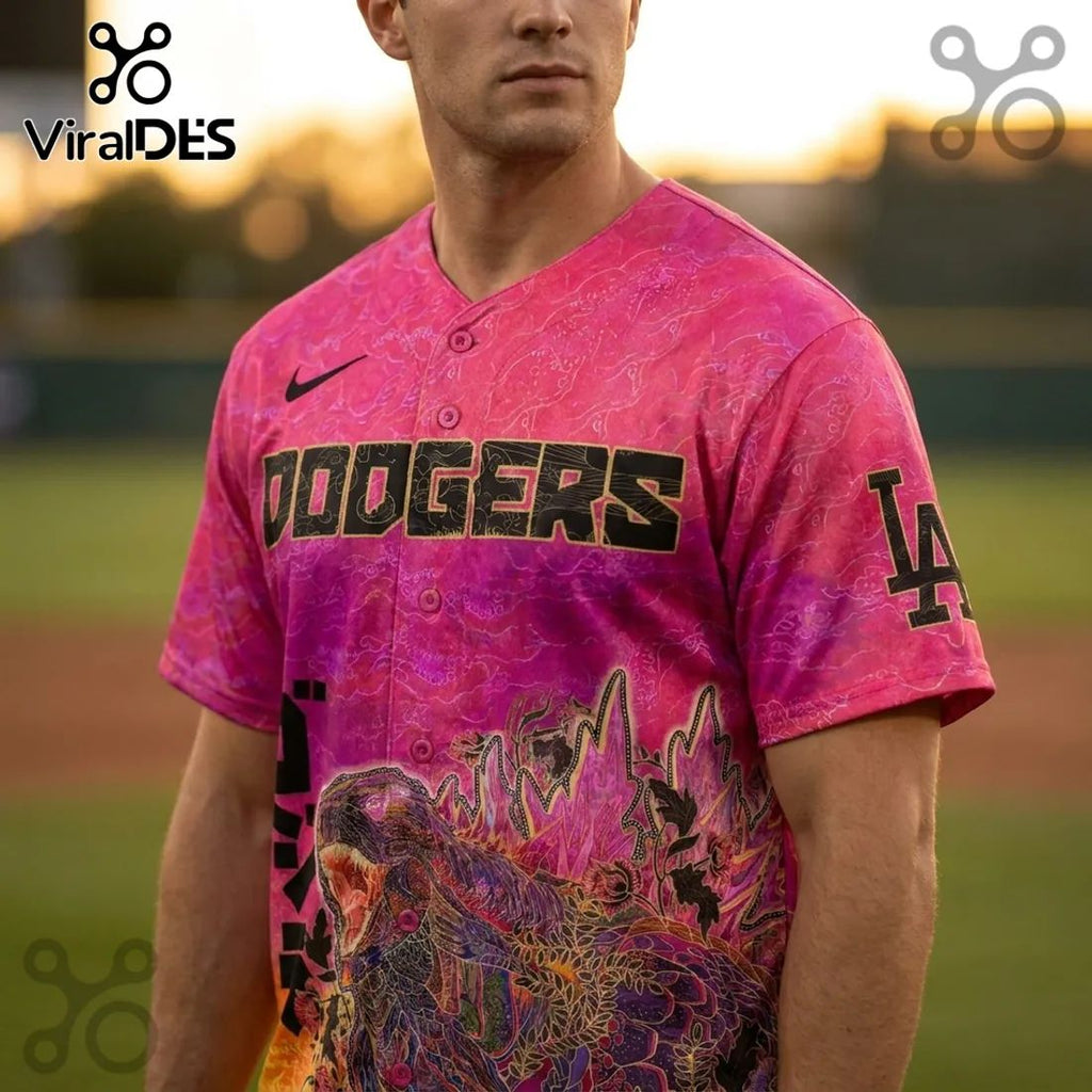 Godzilla Dodgers x Los Angeles King of Monsters Baseball Jersey