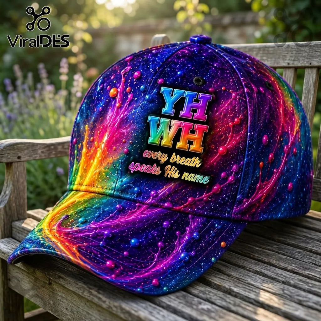 YHWH Religious Cosmic Galaxy Pattern Vibrant Baseball Cap