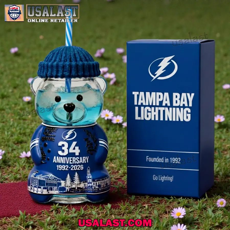 Tampa Bay Lightning 34th Anniversary Collectible Bear Glass Cup