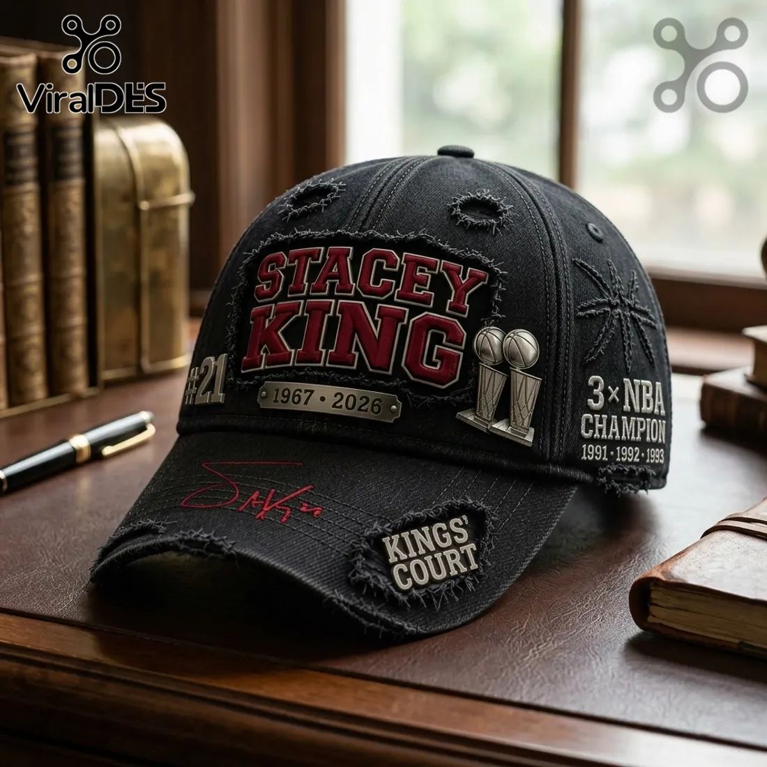 Stacey King Chicago Bulls 3x NBA Champion Embroidered Cap