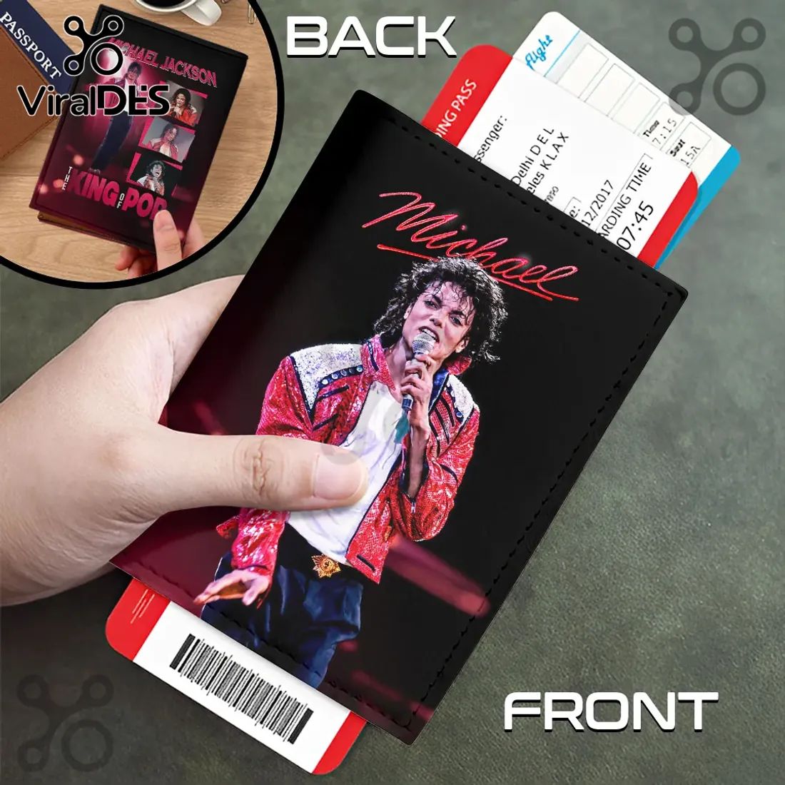 Michael Jackson King of Pop Black Leather Passport Cover