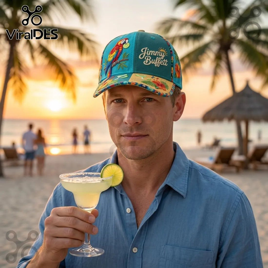 Jimmy Buffett Tropical Parrot and Margarita Adjustable Cap