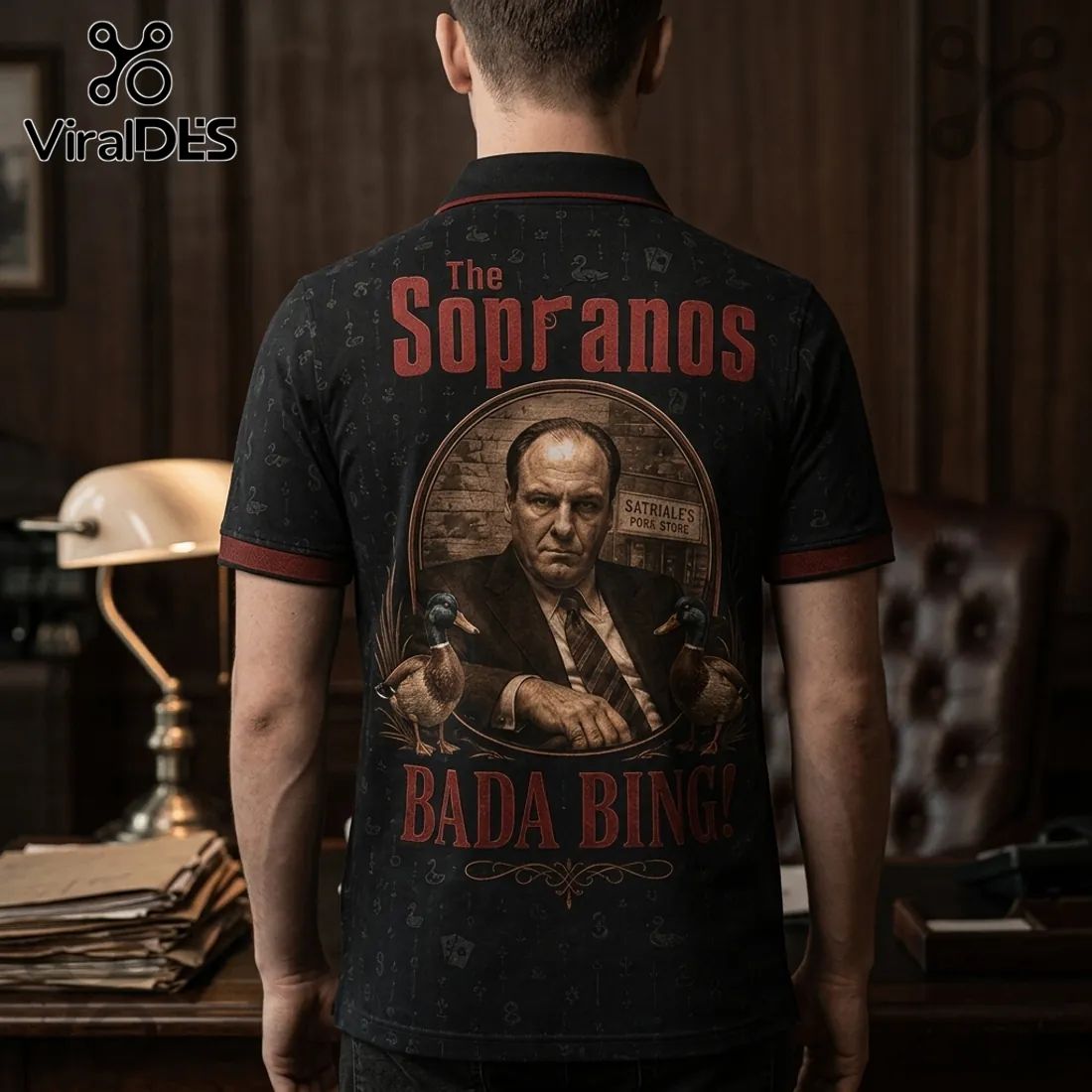 The Sopranos Satriale’s Pork Store Black Polo Shirt