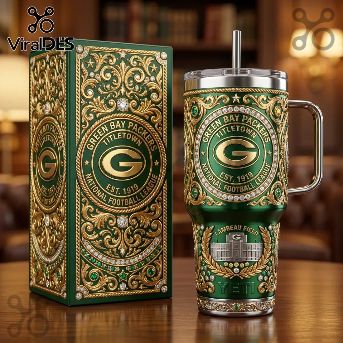 Green Bay Packers YETI Luxury 40oz Stanley Tumbler