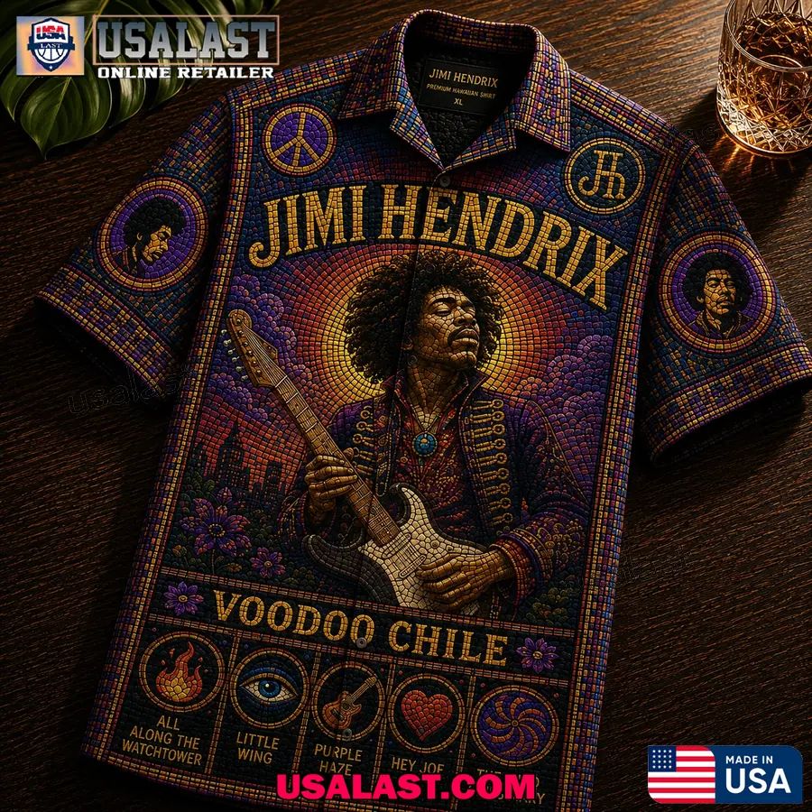 Jimi Hendrix Voodoo Chile Stained Glass Hawaiian Shirt