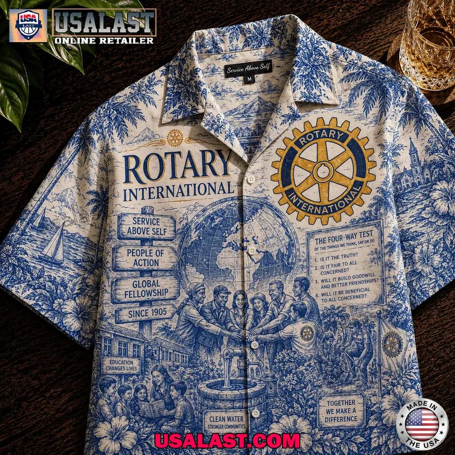Rotary International Vintage Tropical Hawaiian Shirt