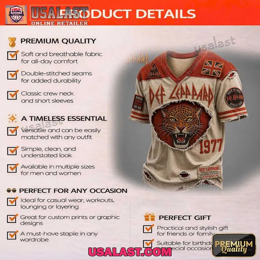 Def Leppard Rock Premium Printed V-Neck Shirt