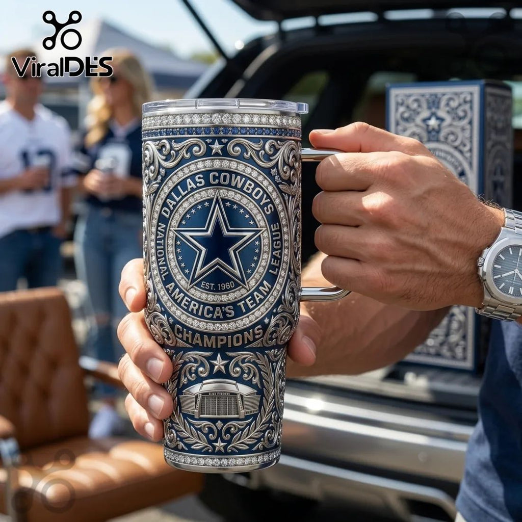 Dallas Cowboys Luxury Ornate Diamond Champions 40oz Stanley Tumbler